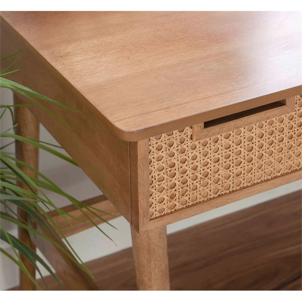 Rattan Wood Desk with Drawers K656