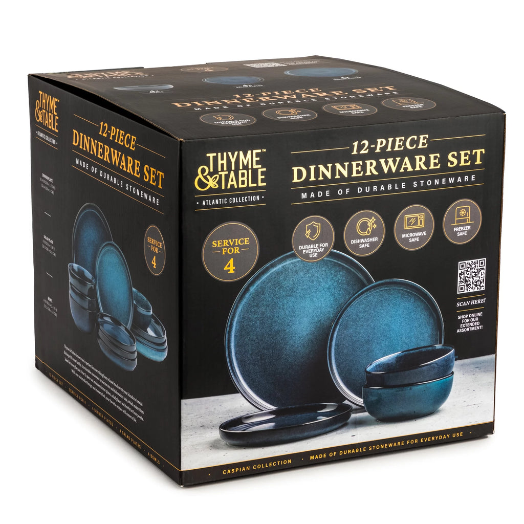12-Piece Stoneware Dinnerware Set, Atlantic Blue C485111