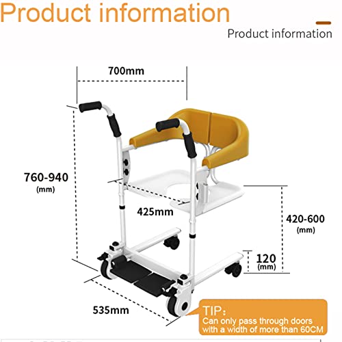Patient Lift Wheelchair for Home, Nursing Elderly Transfer Lifter with 180° Split Seat, 200 Lbs Capacity E613
