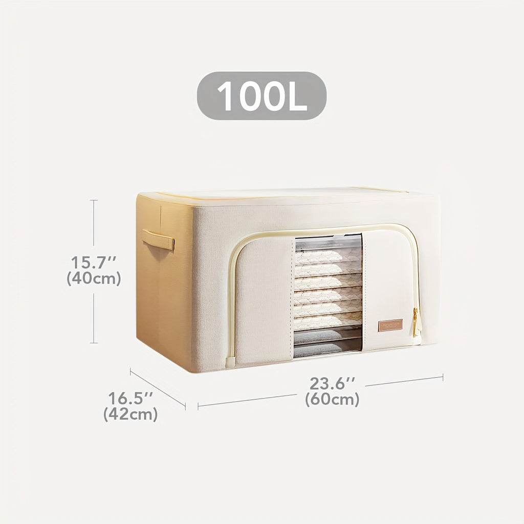 Steel Frame Storage Bins with Clear Window, Foldable Stackable, 2-Pack U5921