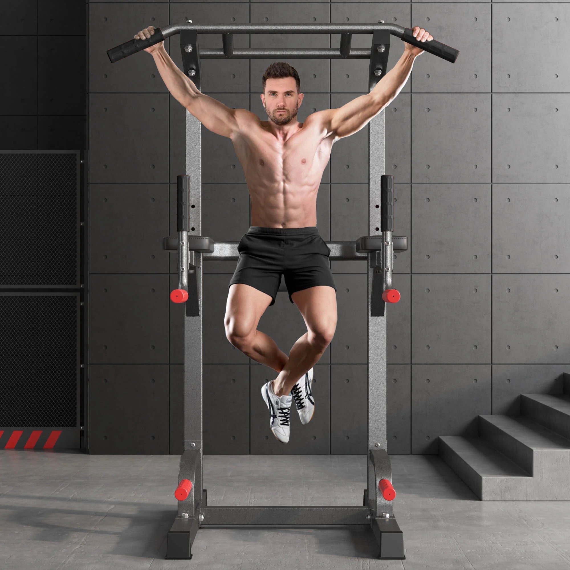 Power Tower Dip Station Pull Up Bar Stand with Adjustable Height R971