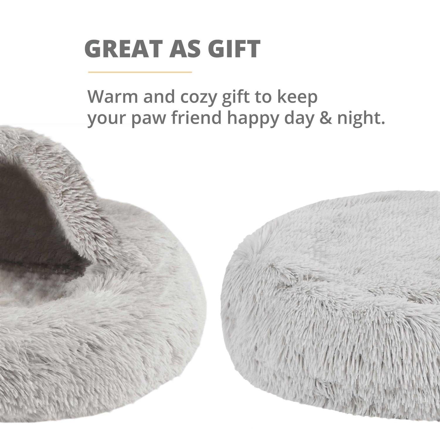 Cat Bed Cave Soft Faux Fur Hooded Blanket for Indoor Pets G523618