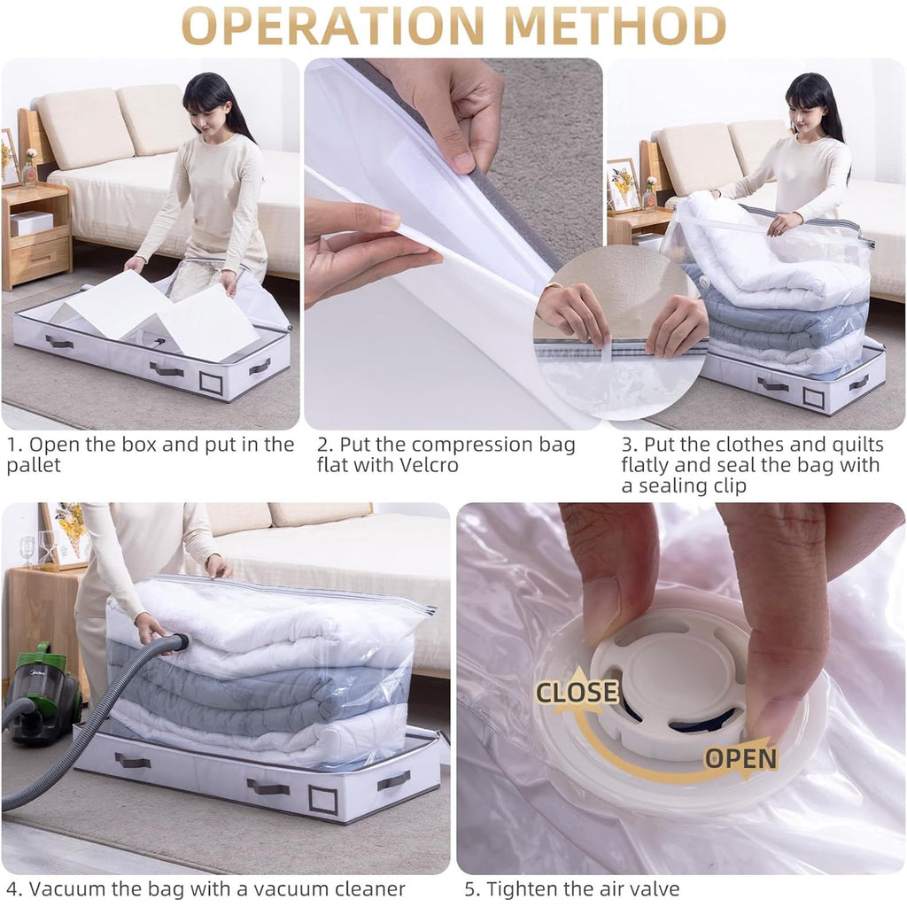 Under Bed Vacuum Seal Storage Bags for Comforters, Large Foldable Box R522566
