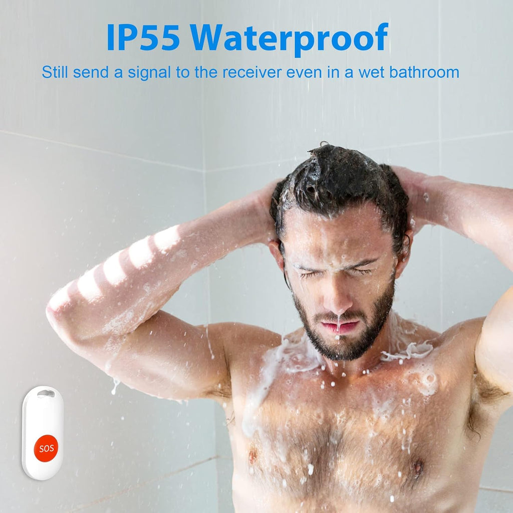 Waterproof SOS Call Button Pager for Elderly Caregiver Alert System J987