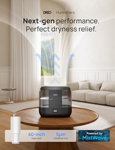 Smart Humidifier for Bedroom, Top Fill 4L Cool Mist, Quiet Ultrasonic H539