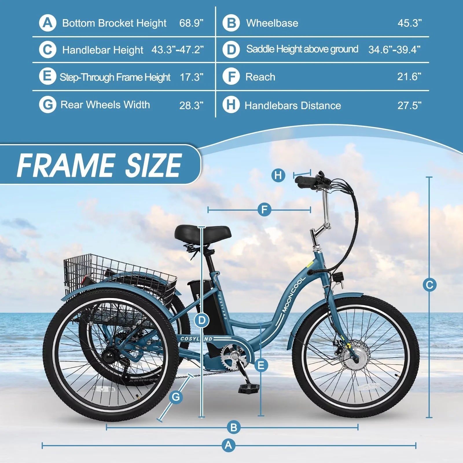 24" 350W 36V 7-Speed Electric Tricycle for Adults with Basket and LED Headlight J133702