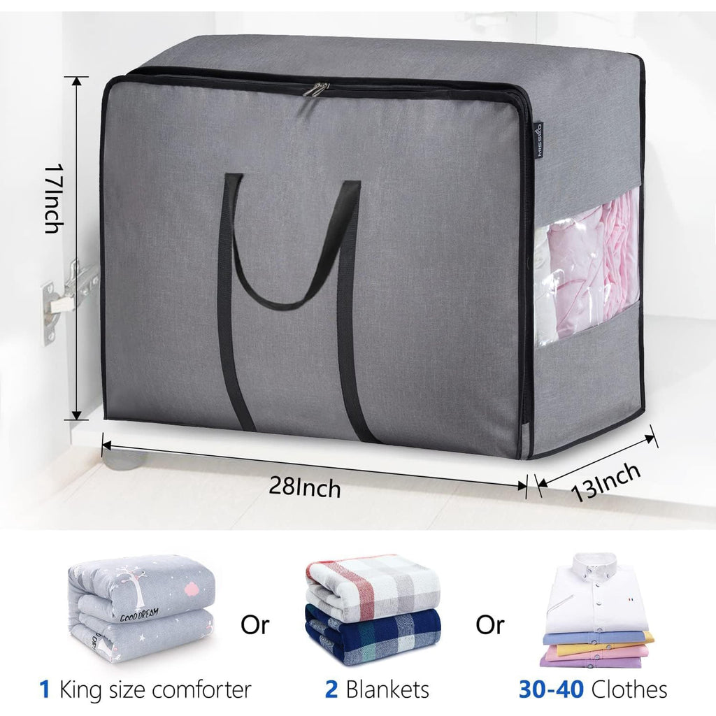 Storage Bag for Bedding, Blankets and Clothes, Foldable Organizer, Grey T5005