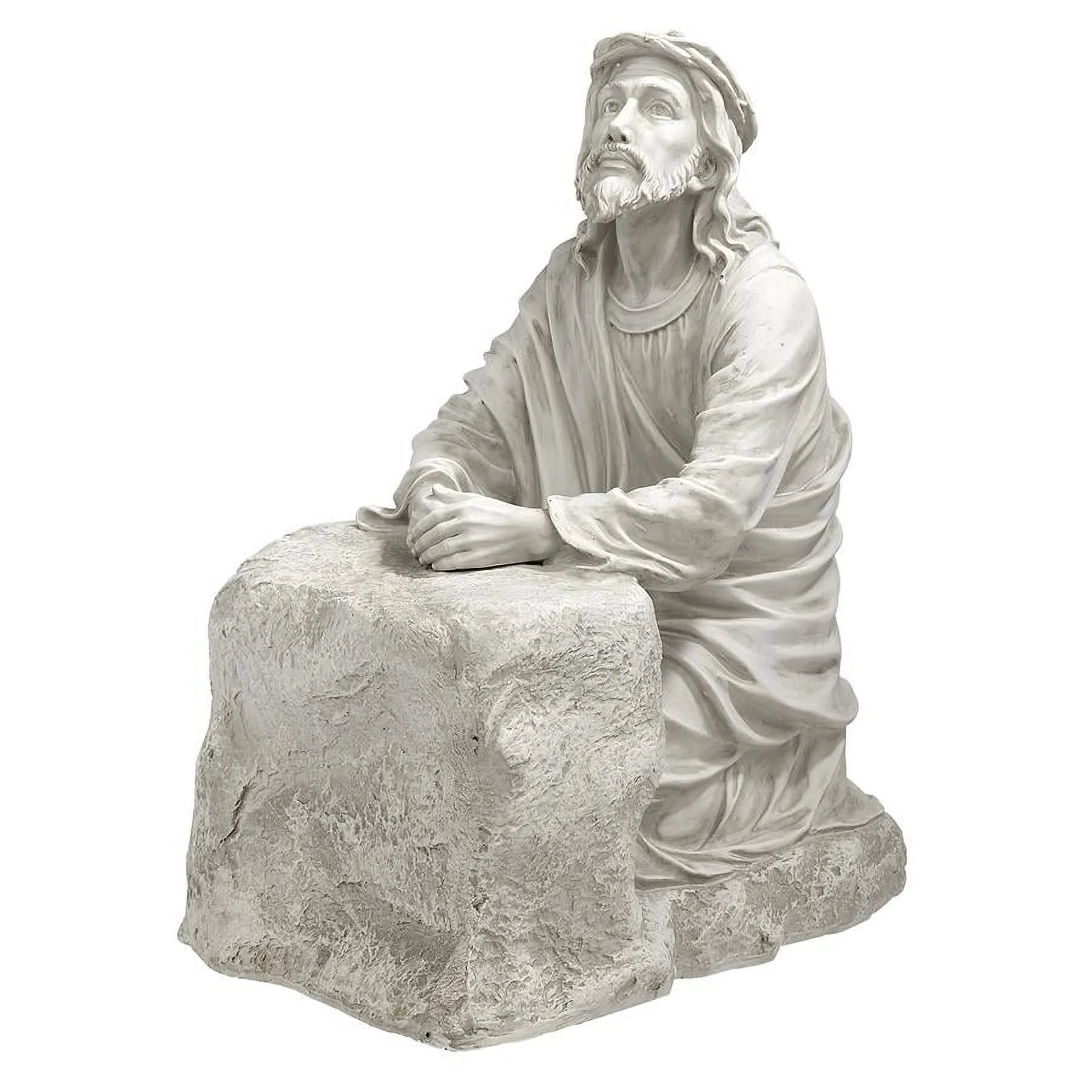 Jesus in the Garden of Gethsemane Religious Garden Statue, 23 Inch, Antique Stone P11946