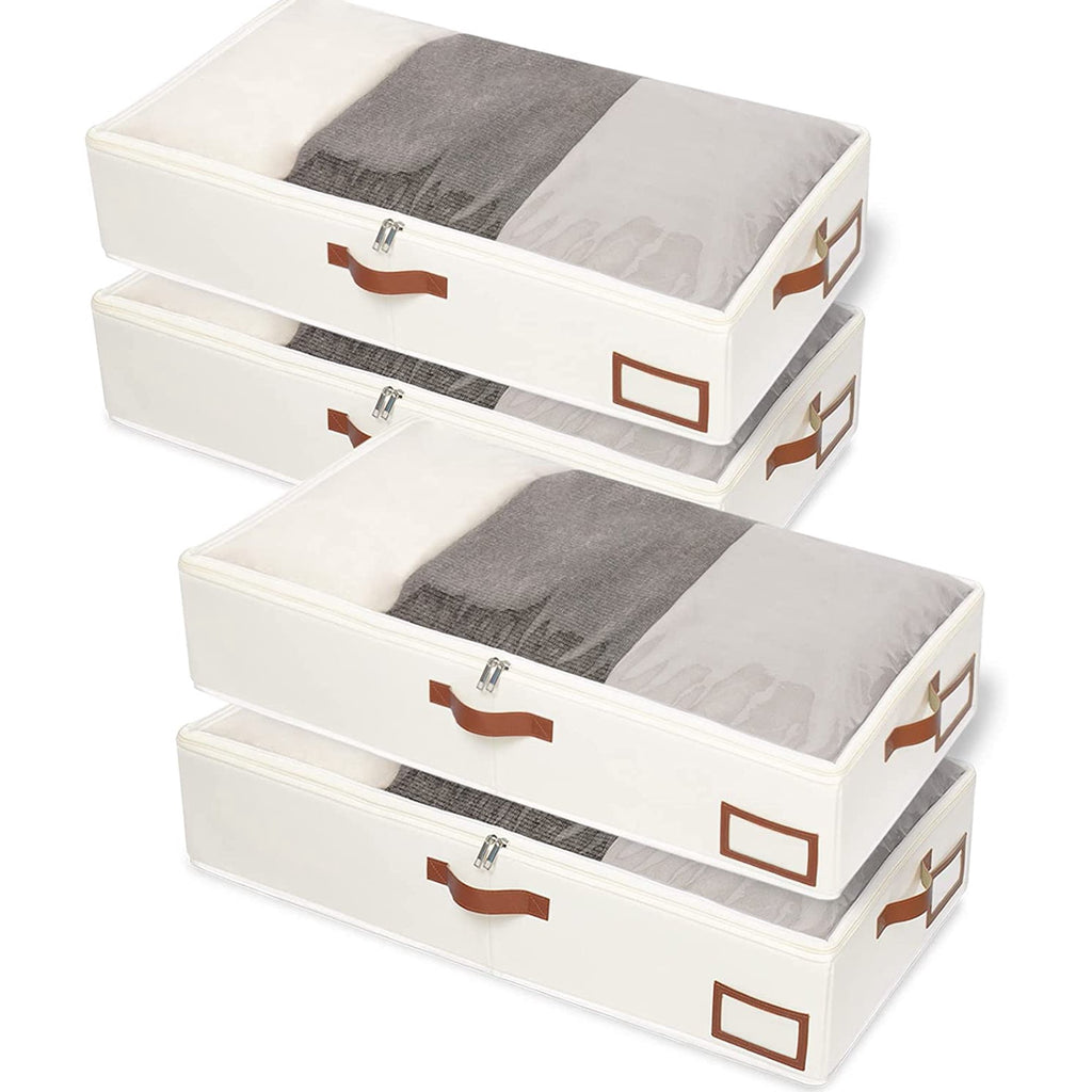 Under Bed Storage Box, Collapsible with Handles, Beige W470