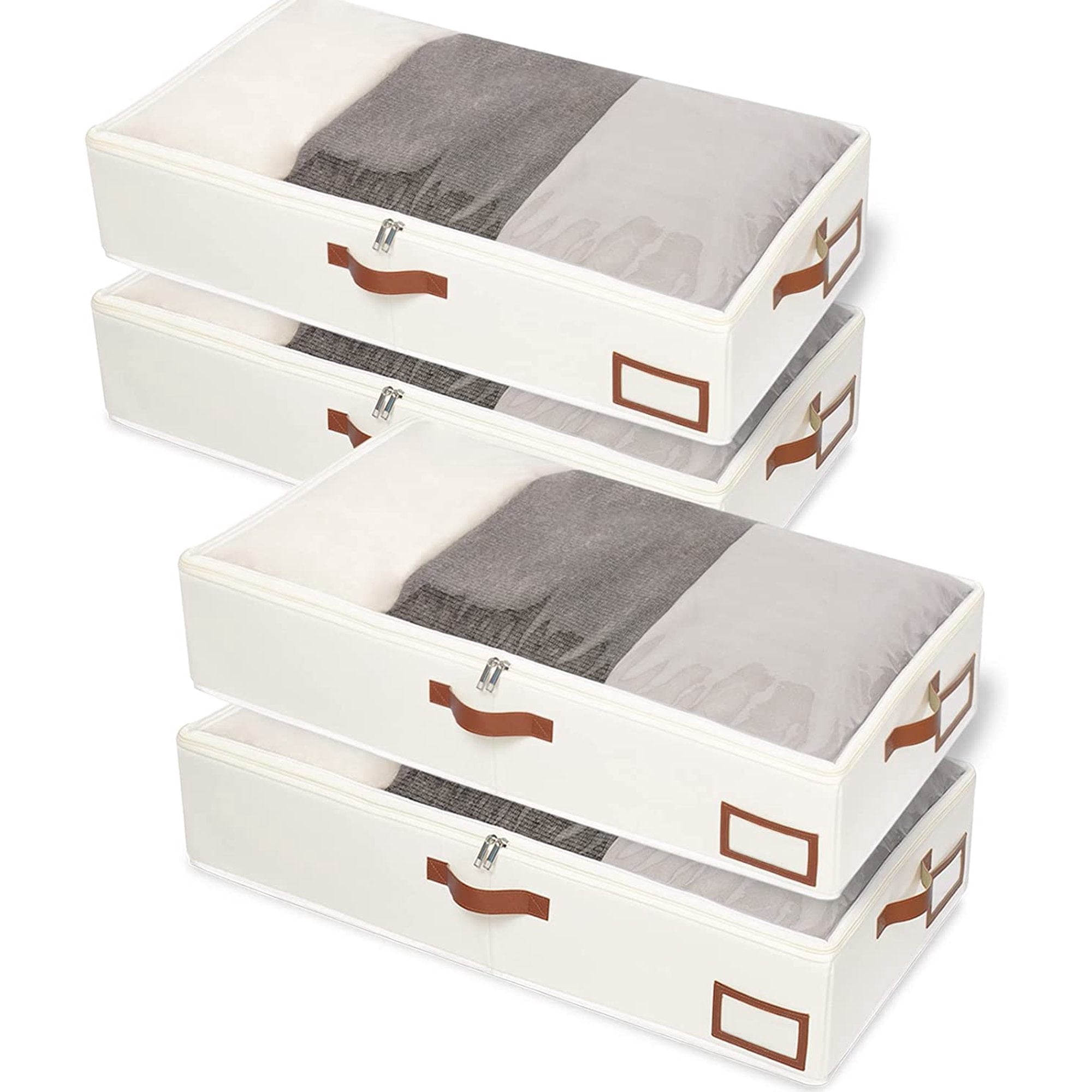 Under Bed Storage Box, Collapsible with Handles, Beige W470