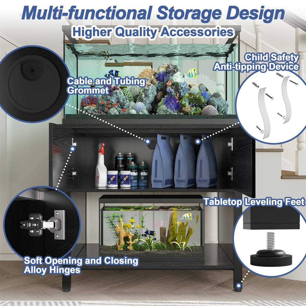 Aquarium Stand with Cabinet for Fish Tank Accessories Storage B525