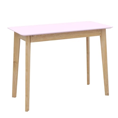 Pink Vanity Desk with Solid Wood Legs for Small Spaces K591662