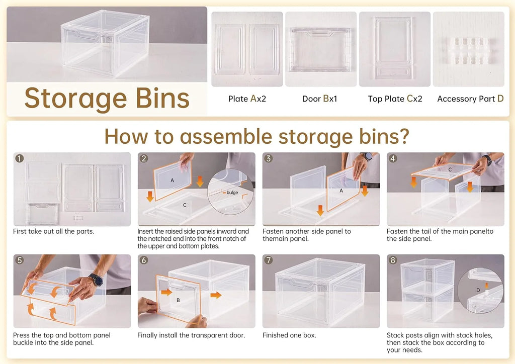 Stackable Clear Plastic Storage Bins with Lids G80963