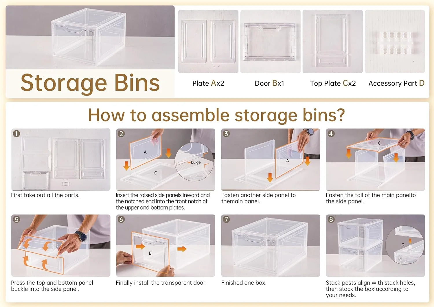 Stackable Clear Plastic Storage Bins with Lids G80963