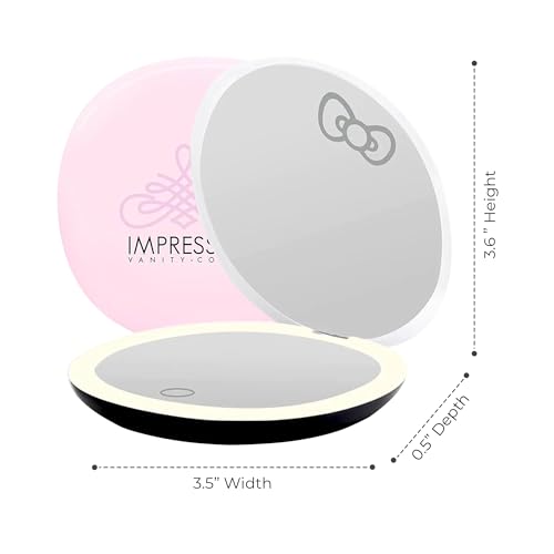 Vanity Swirl Compact Mirror with Light, Double Sided Travel Makeup Mirror O7046
