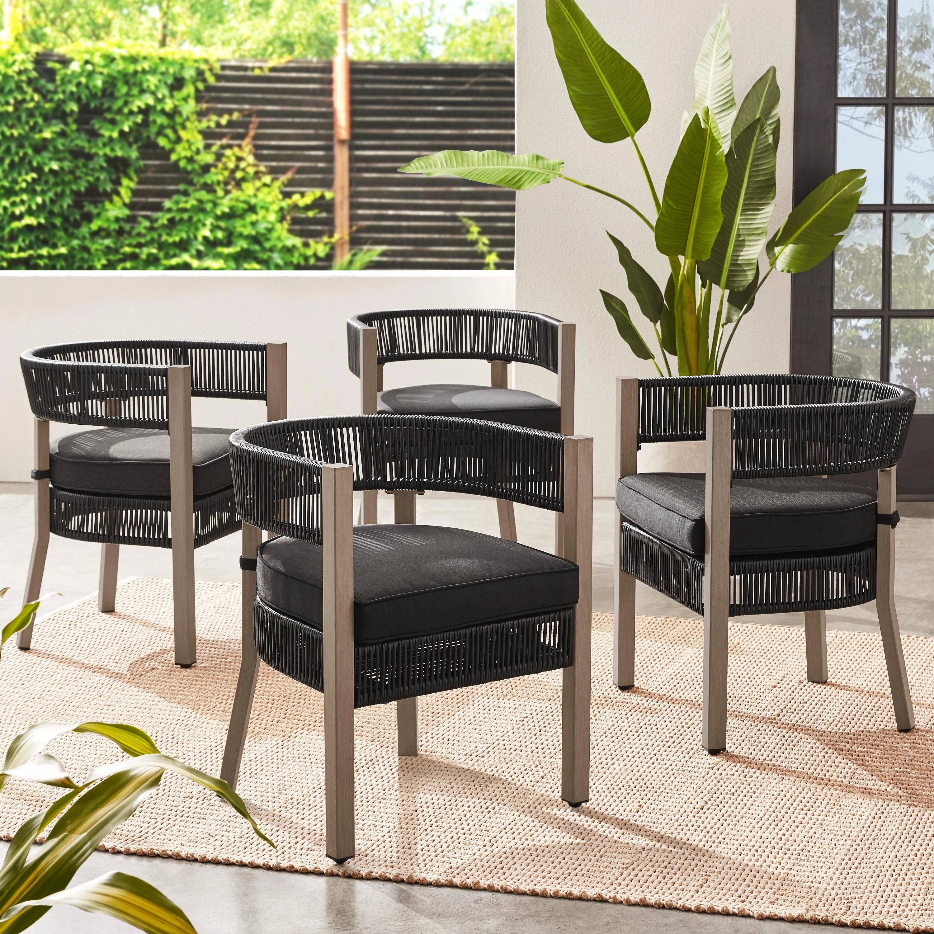 5-Piece Wicker Outdoor Dining Set, Black N1845
