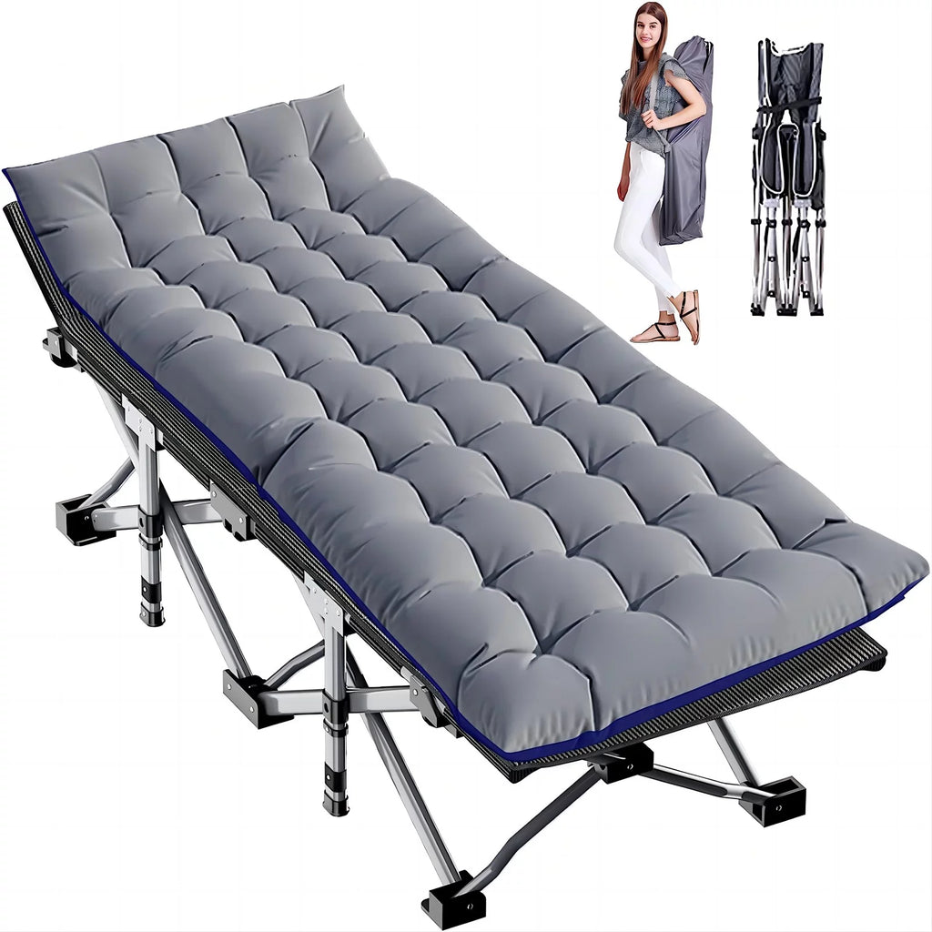 Camping Cot for Adults, Portable Folding Bed with Mattress and Carry Bag J418