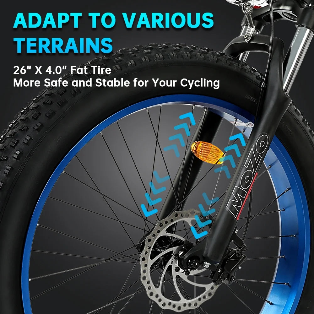 Electric Bike Fat Tire 26" Adults Aluminum Frame 750W Motor 48V 12.5AH C6861