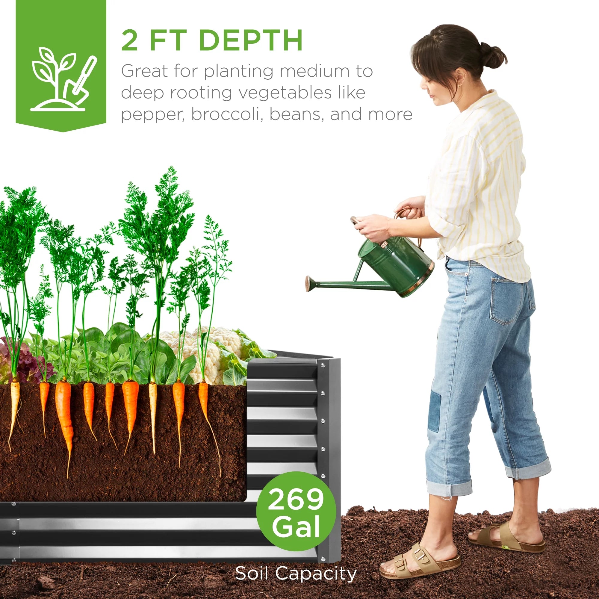 Outdoor Metal Raised Garden Bed for Vegetables, Flowers, Herbs X14270