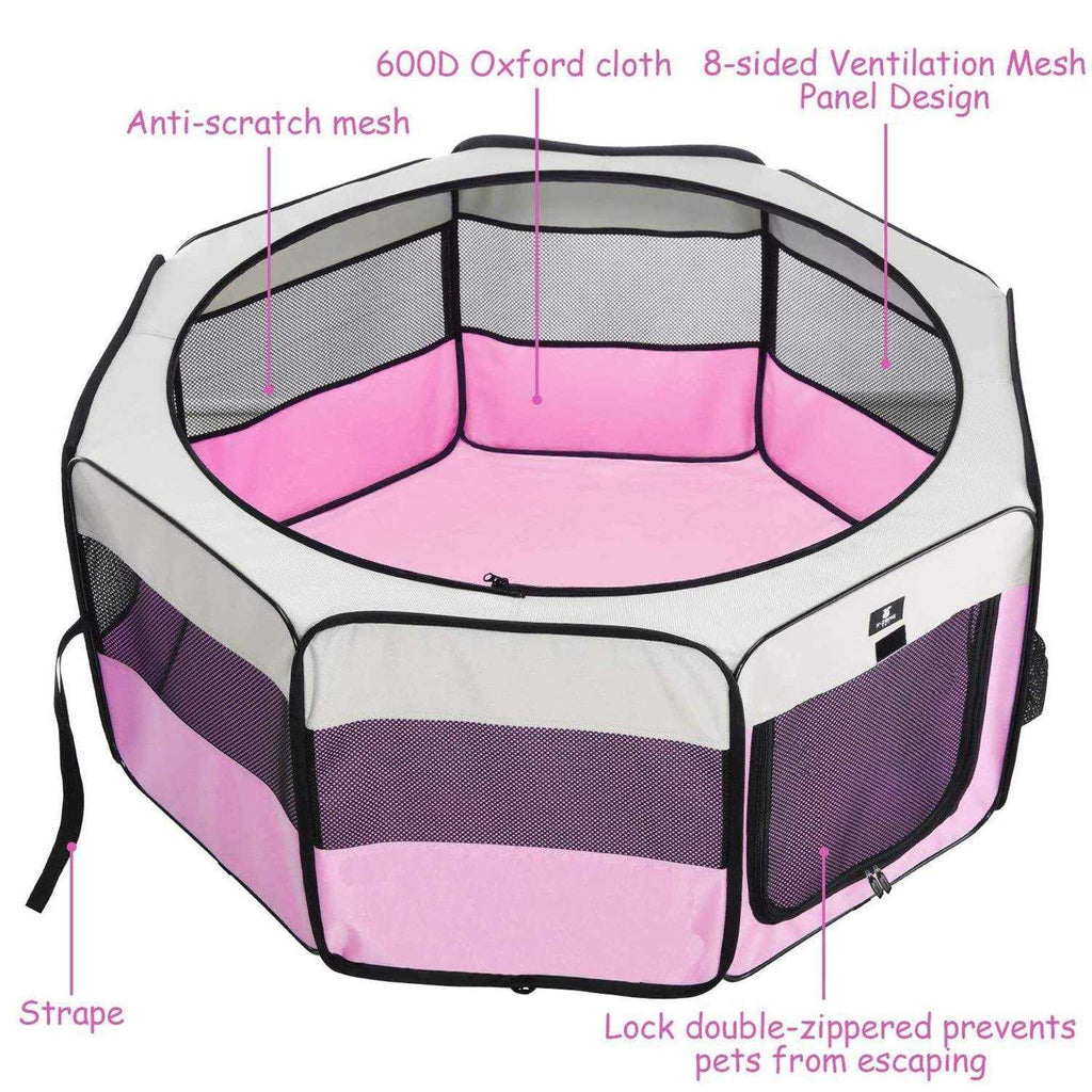 Foldable Pet Playpen with Removable Top for Indoor Outdoor Use D52596