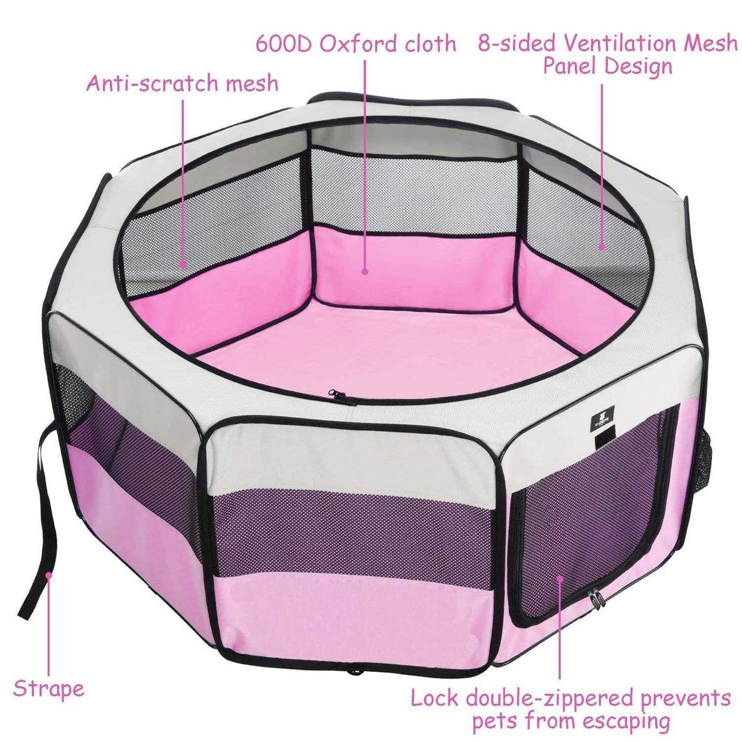 Foldable Pet Playpen with Removable Top for Indoor Outdoor Use D52596