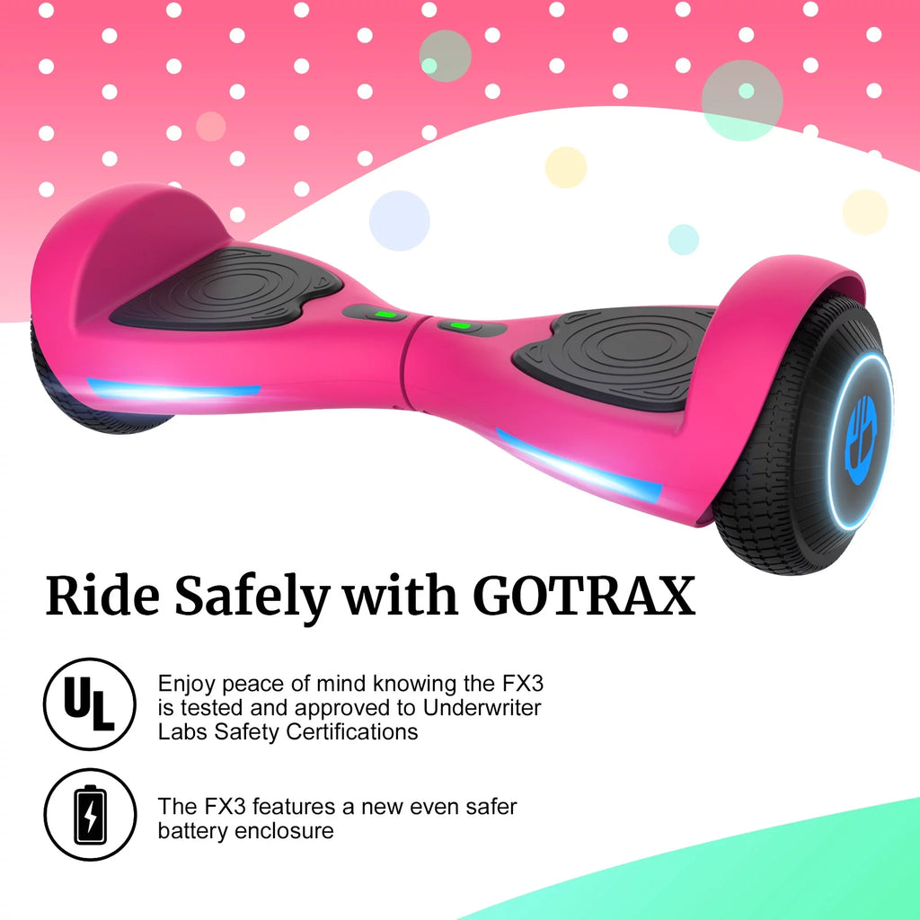 Hoverboard for Kids Adults 200W Motor 6.5" LED Wheels, Pink P853