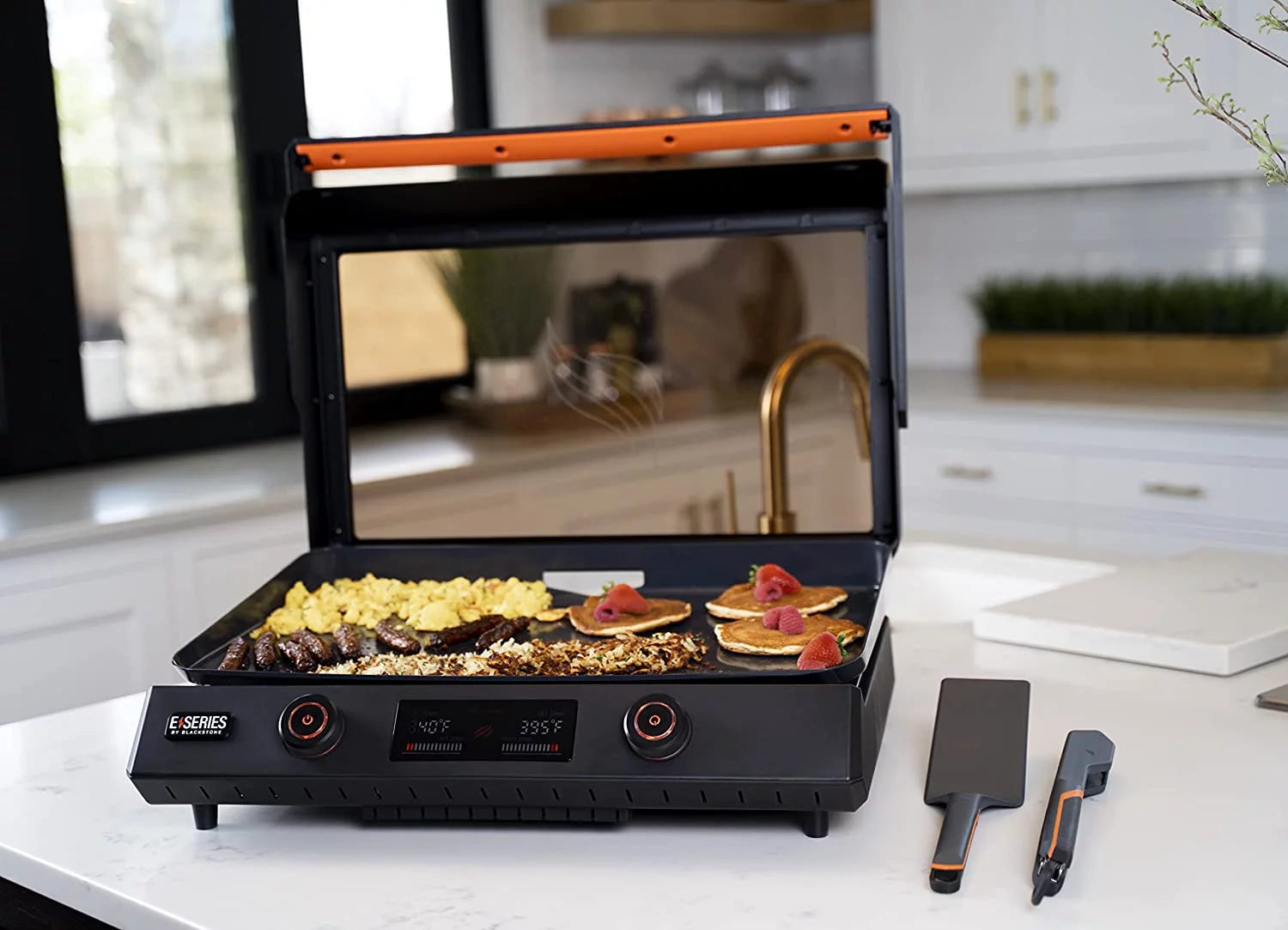 22 Inch Electric Griddle Nonstick with Lid, Tabletop with Accessories and Gloves R3911