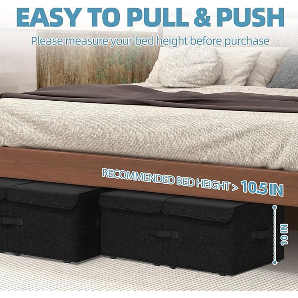 Under Bed Storage Container with Wheels, 2 Pack, Black V31869