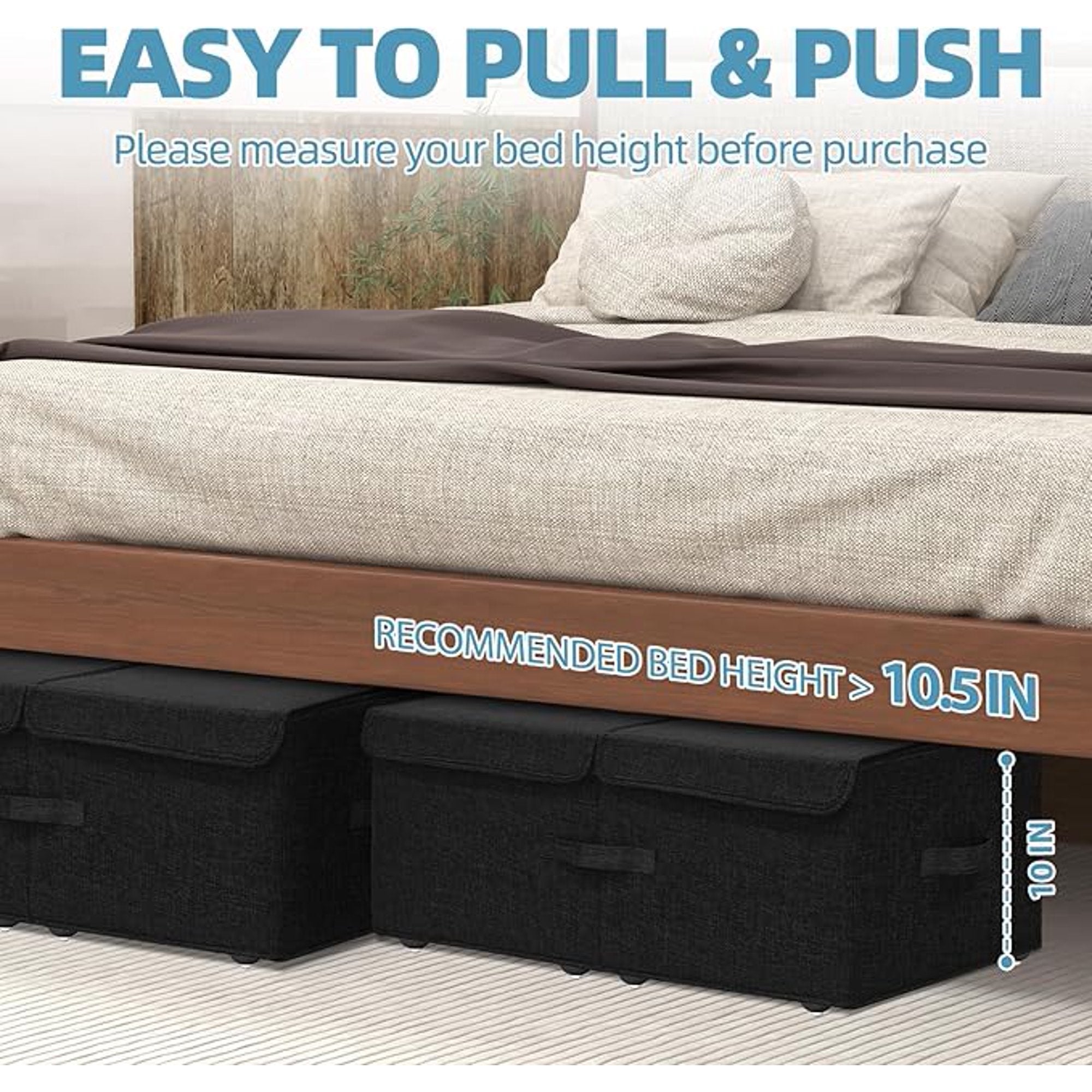 Under Bed Storage Container with Wheels, 2 Pack, Black V31869