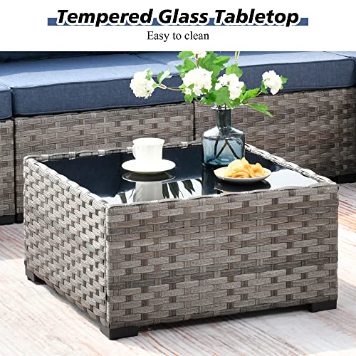 Outdoor Patio Sectional Sofa Set with Swivel Rocking Chair, 8 Piece Wicker Couch T132584