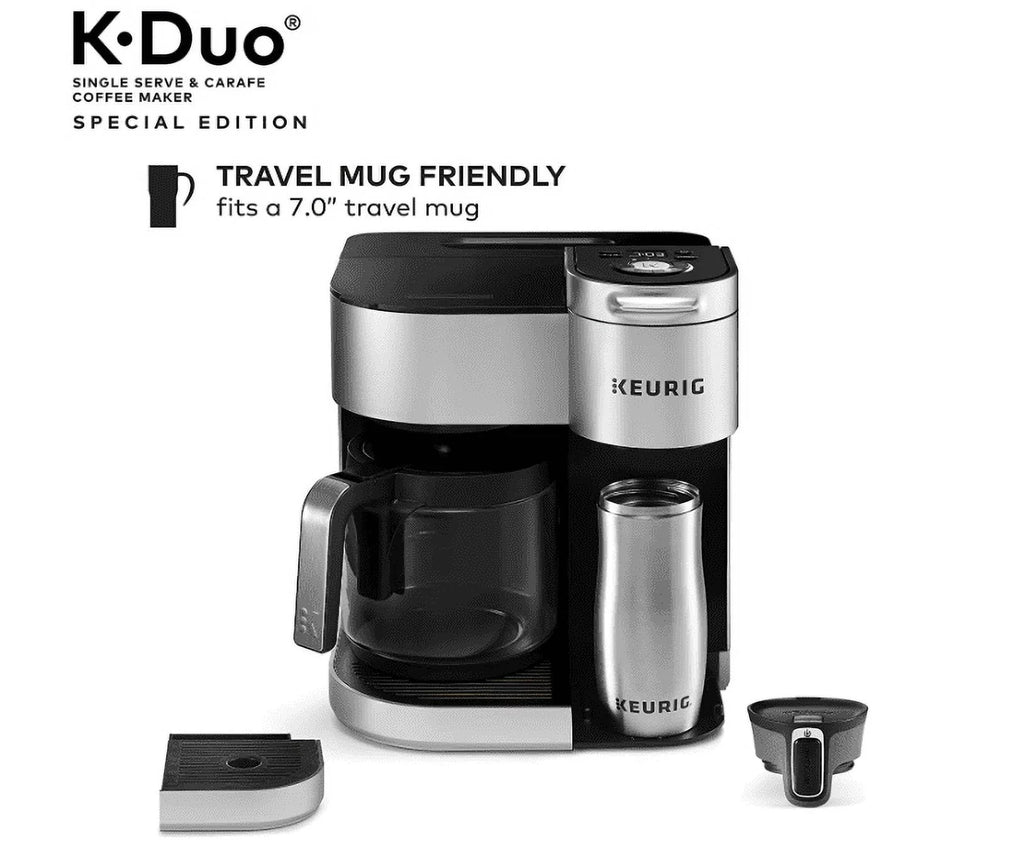 Single Serve and 12-Cup Drip Coffee Maker with K-Cup Pod Compatibility, Silver E8286