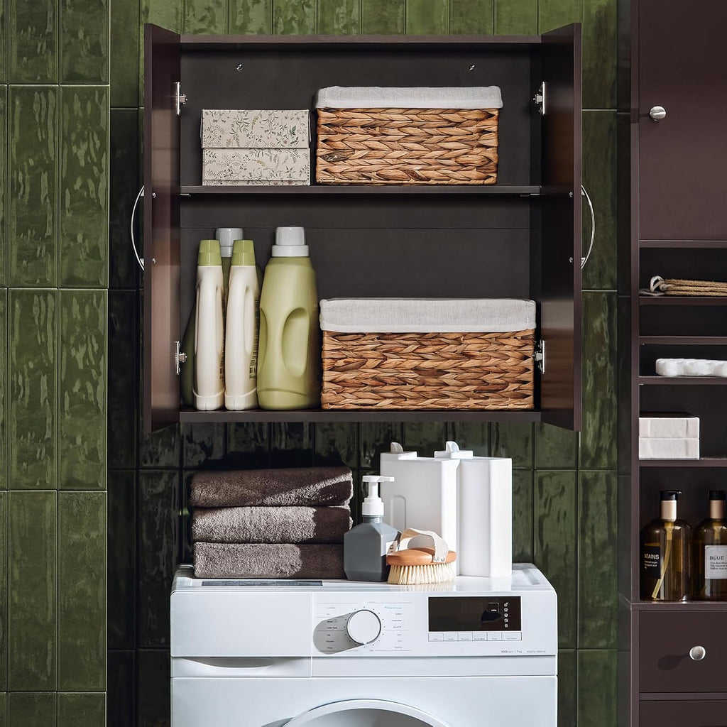 Laundry Hamper Cabinet with 2 Drawers and Wall Cabinet O1667
