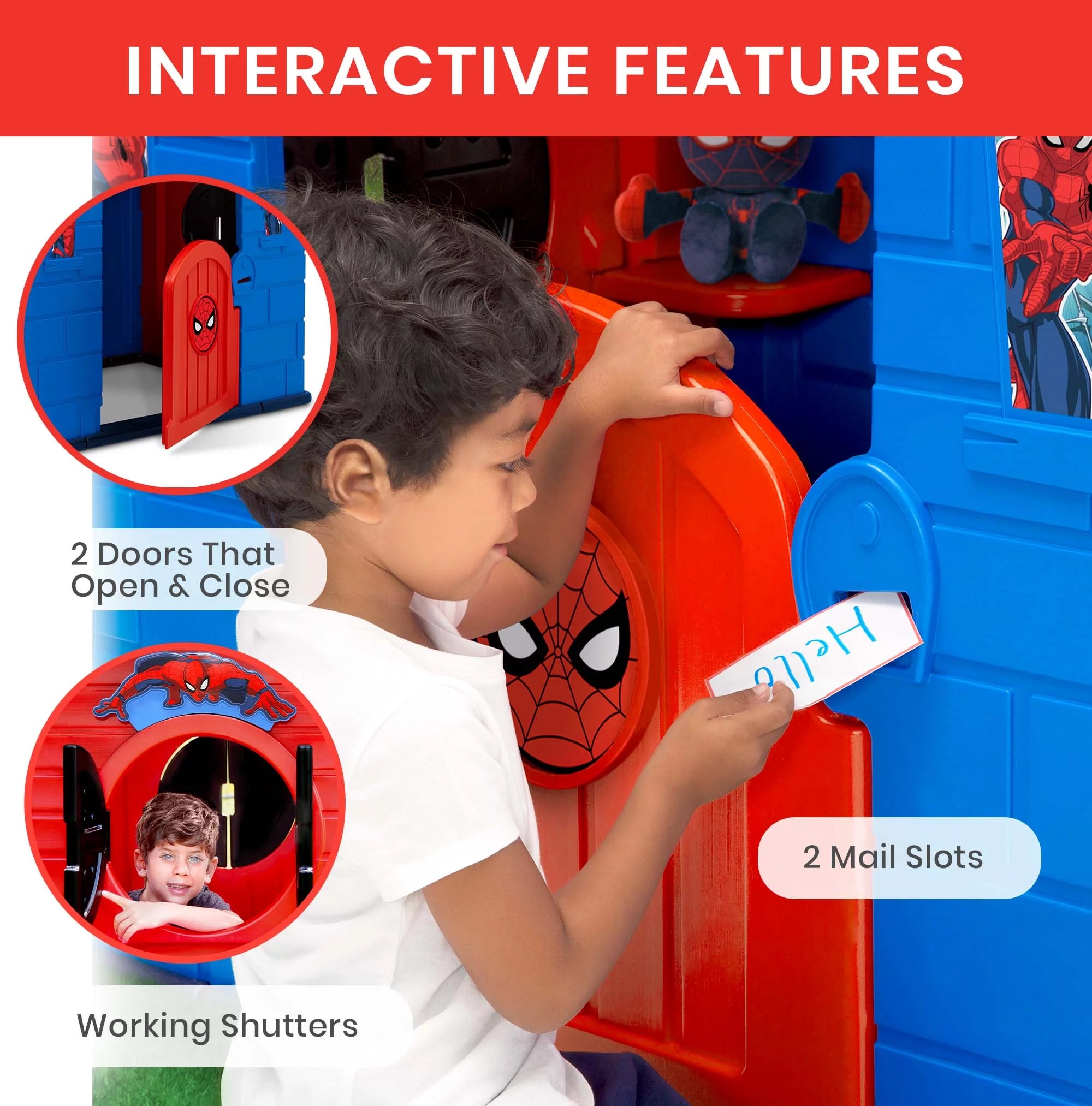 Spider-Man Plastic Indoor/Outdoor Playhouse with Easy Assembly, Blue/Red P80159
