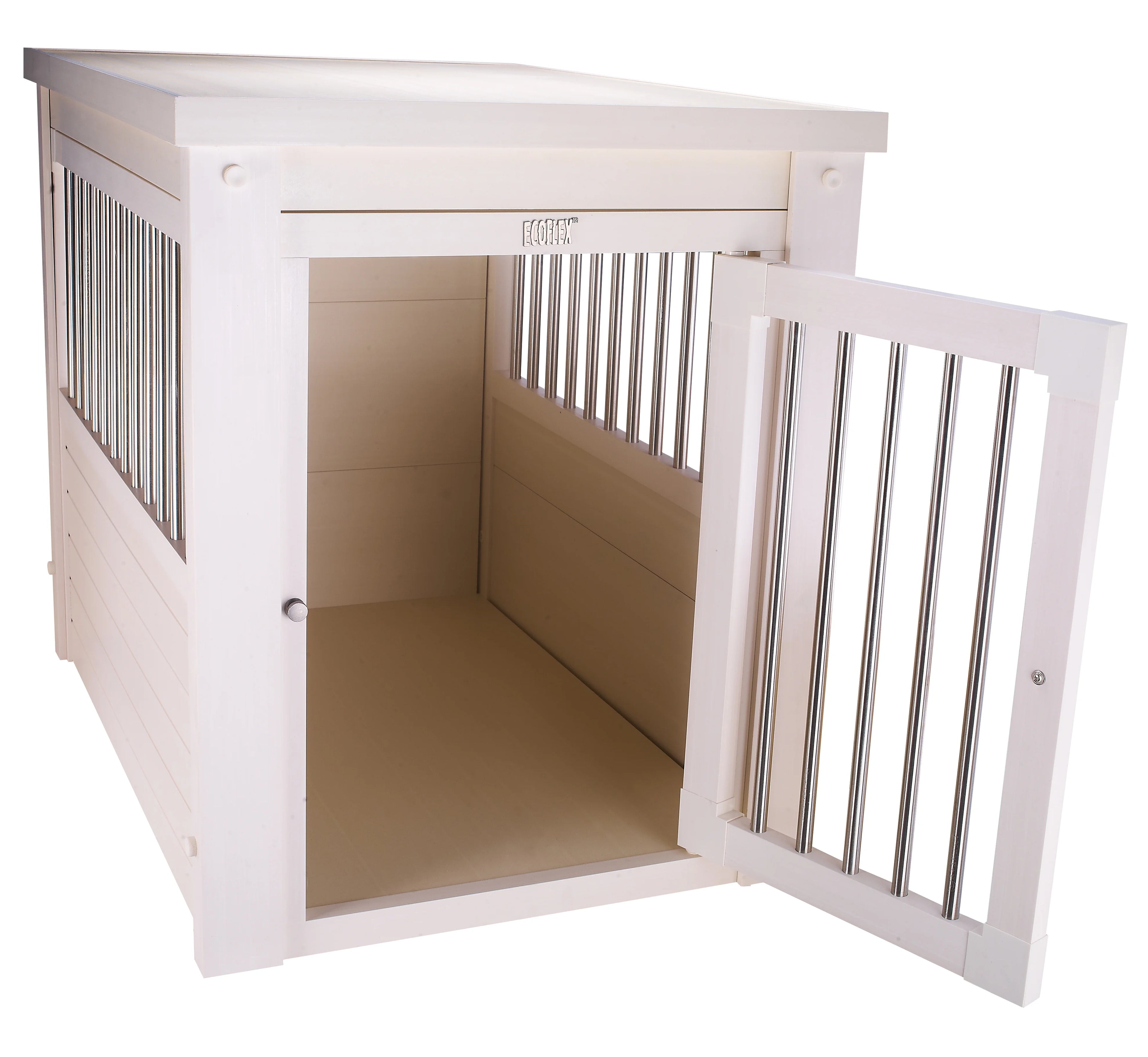 Dog Crate End Table - Antique White Medium X643202