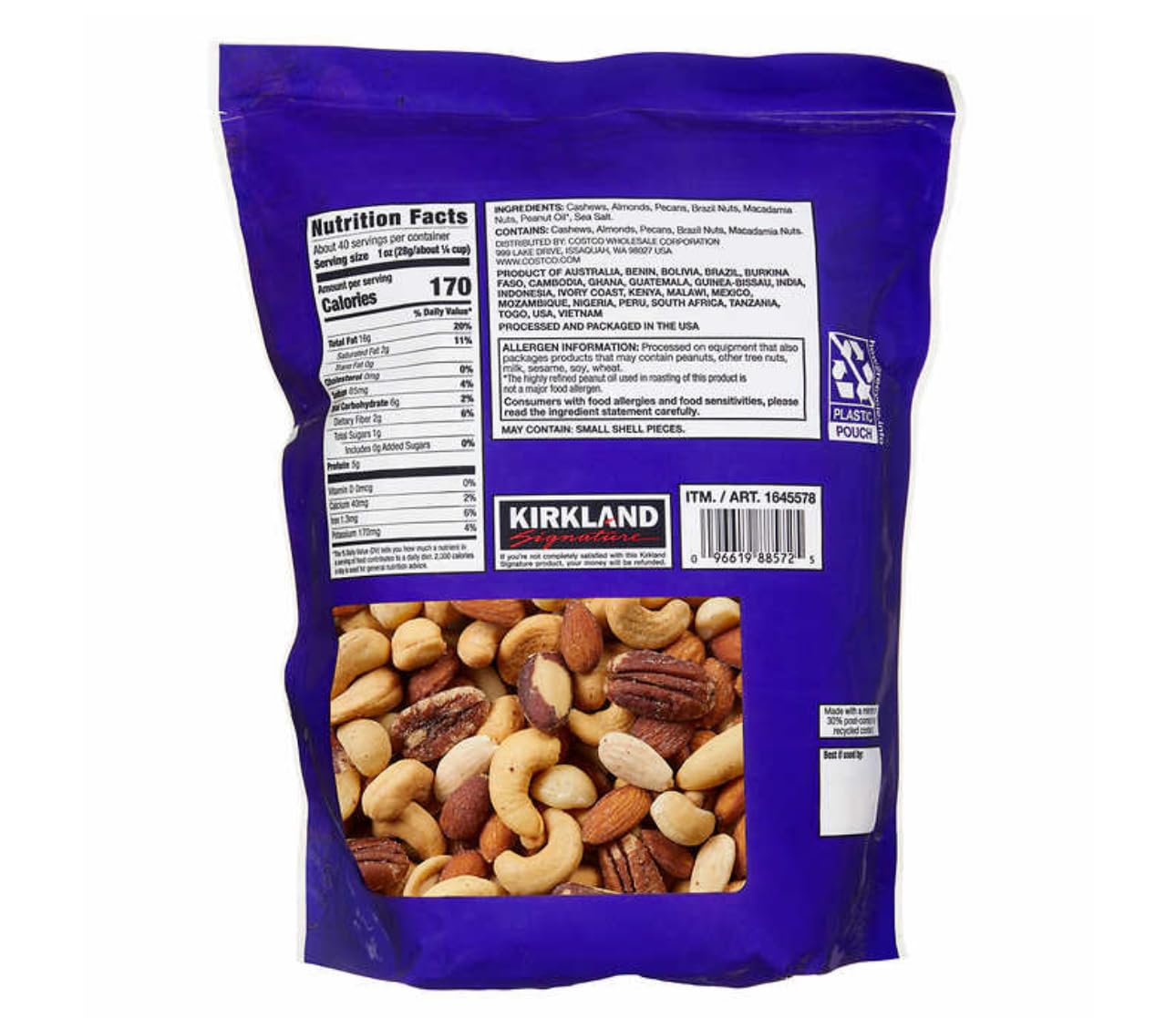Salted Mixed Nuts, 2.5 lbs O563010