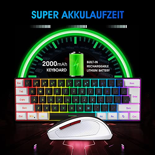 Wireless Gaming Keyboard and Mouse Combo, 2.4G Mini Mechanical Feel, Ergonomic Vertical Mouse H886