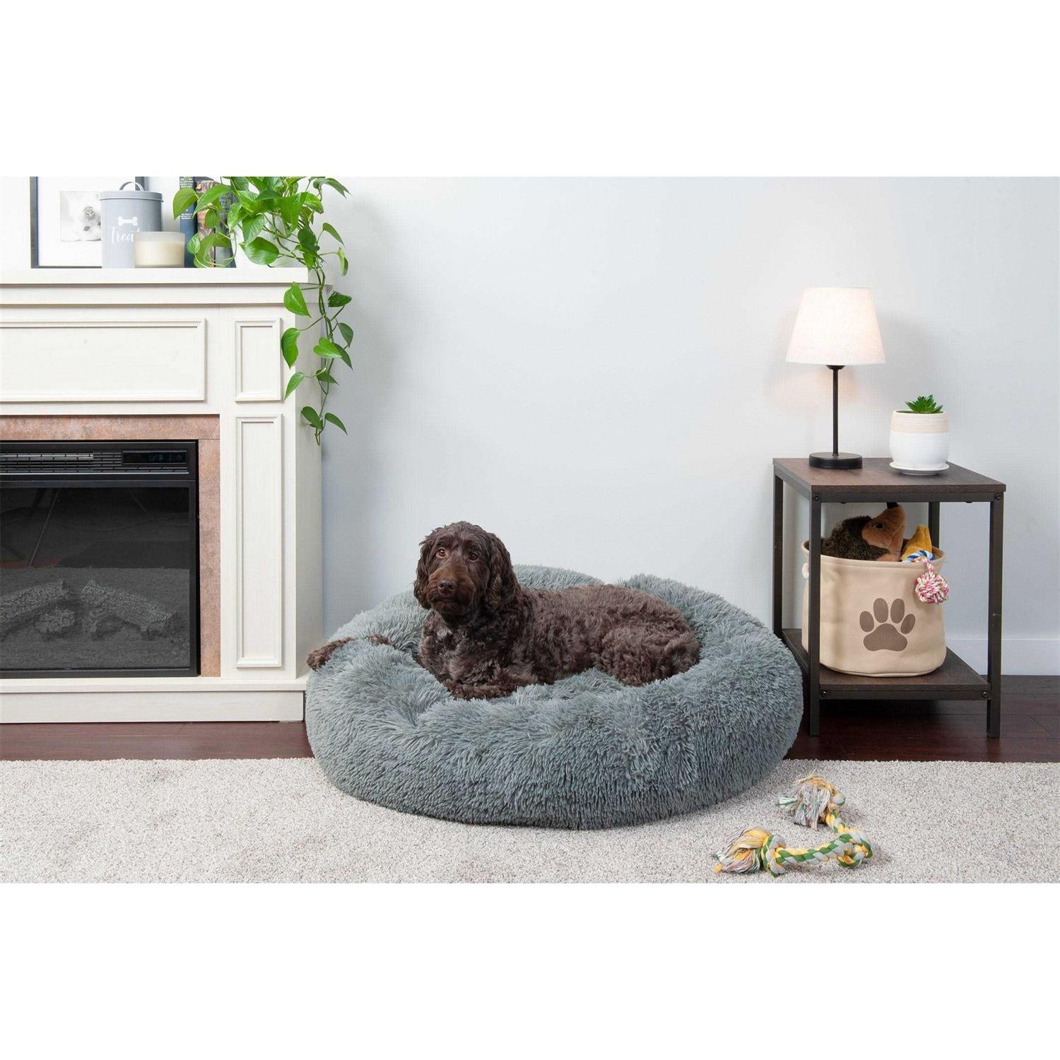 Calming Cuddler Long Fur Donut Dog Bed M595