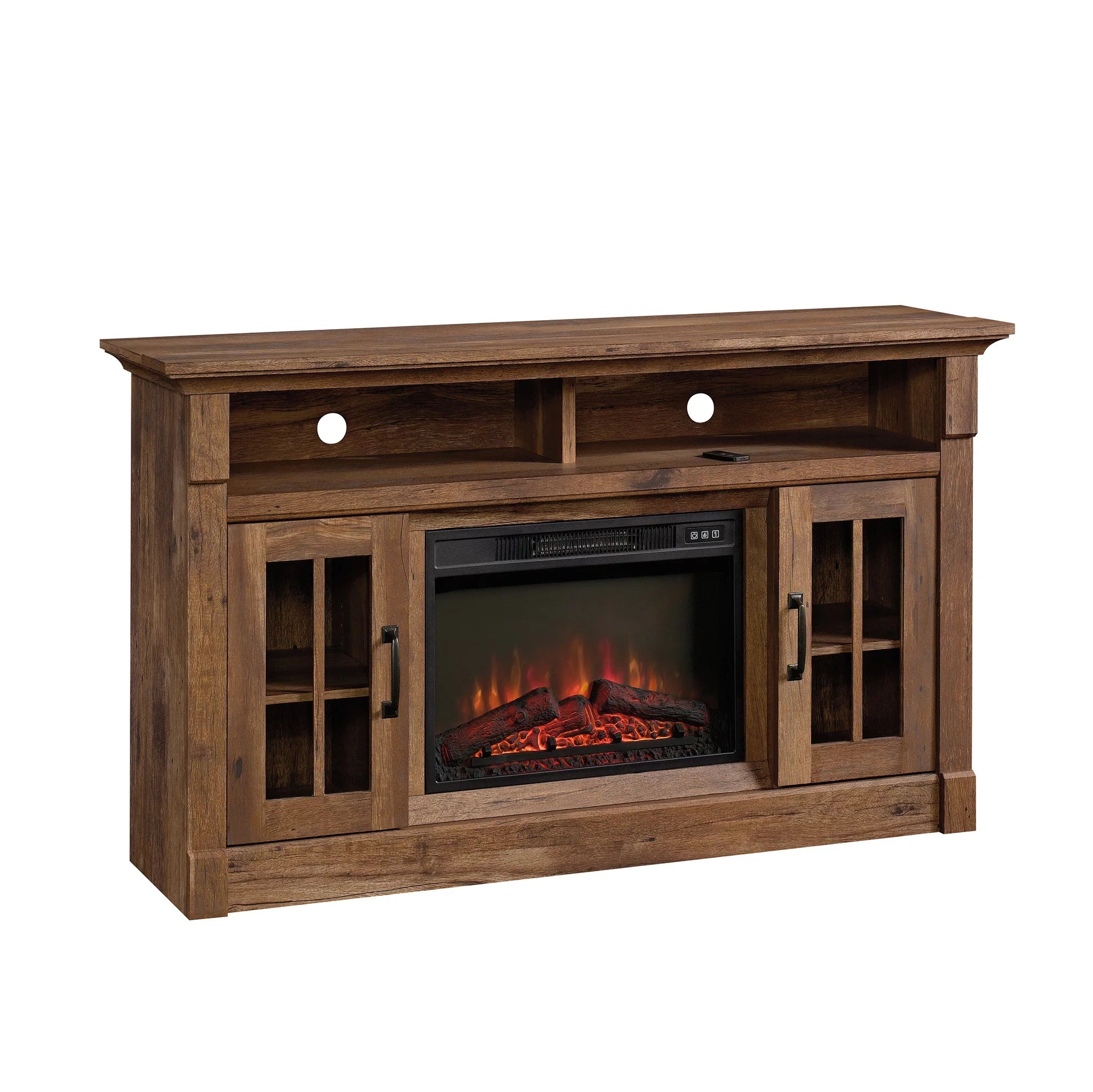 Rustic Fireplace TV Stand for TVs up to 50", Vintage Oak Finish H9192