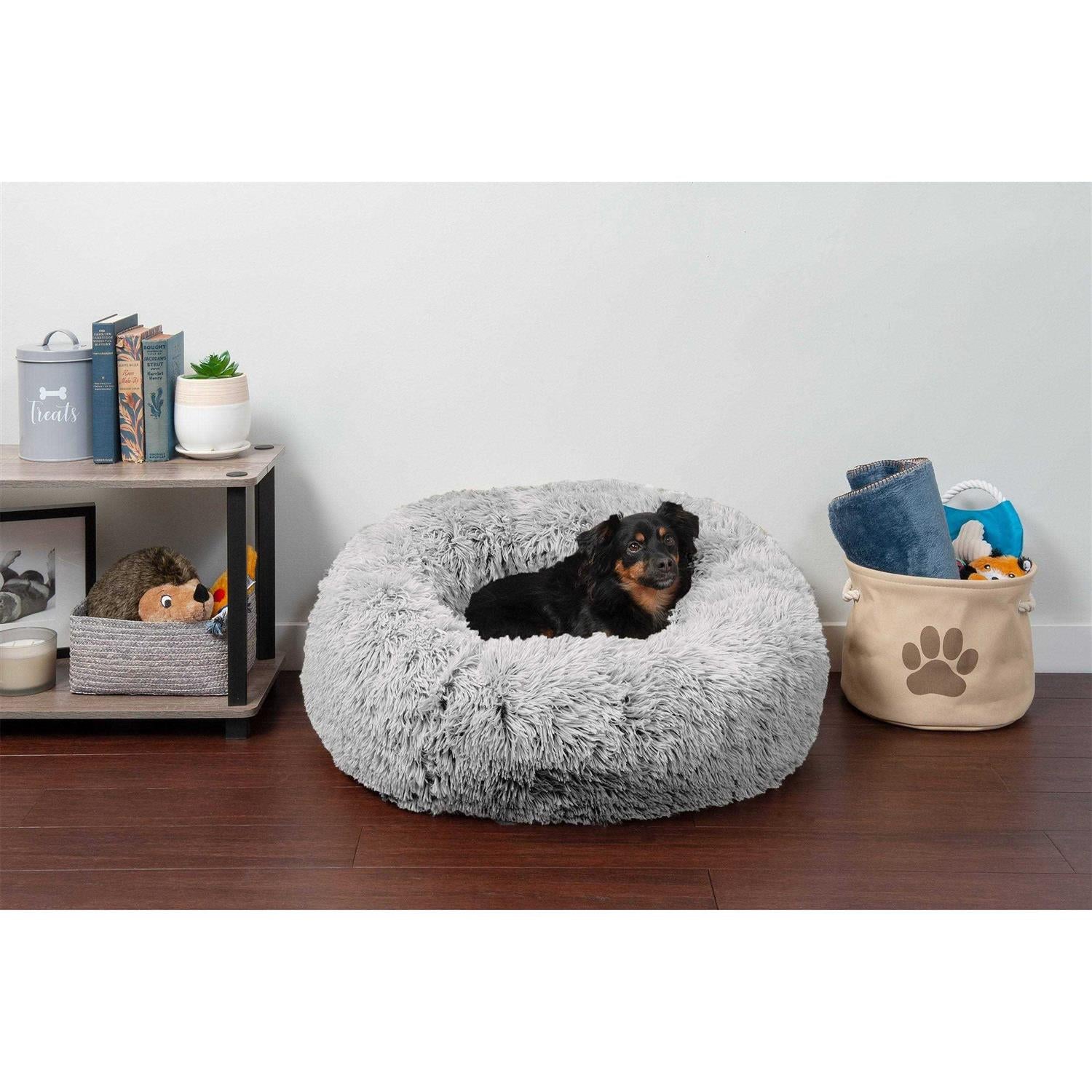 Calming Cuddler Long Fur Donut Dog Bed M595