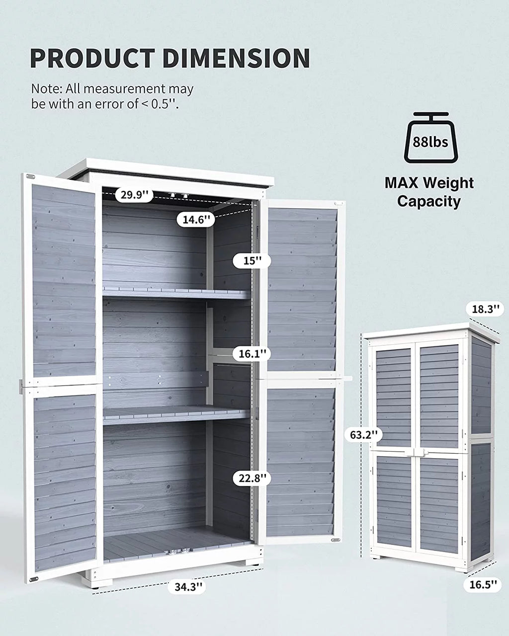 Outdoor Storage Cabinet Garden Shed with Asphalt Roof W6306