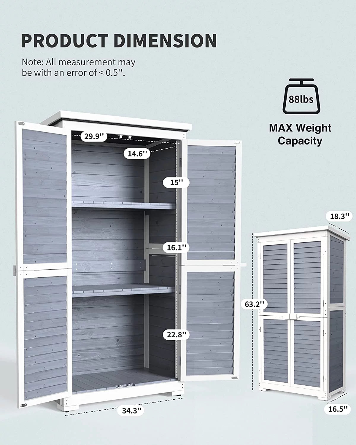 Outdoor Storage Cabinet Garden Shed with Asphalt Roof W6306