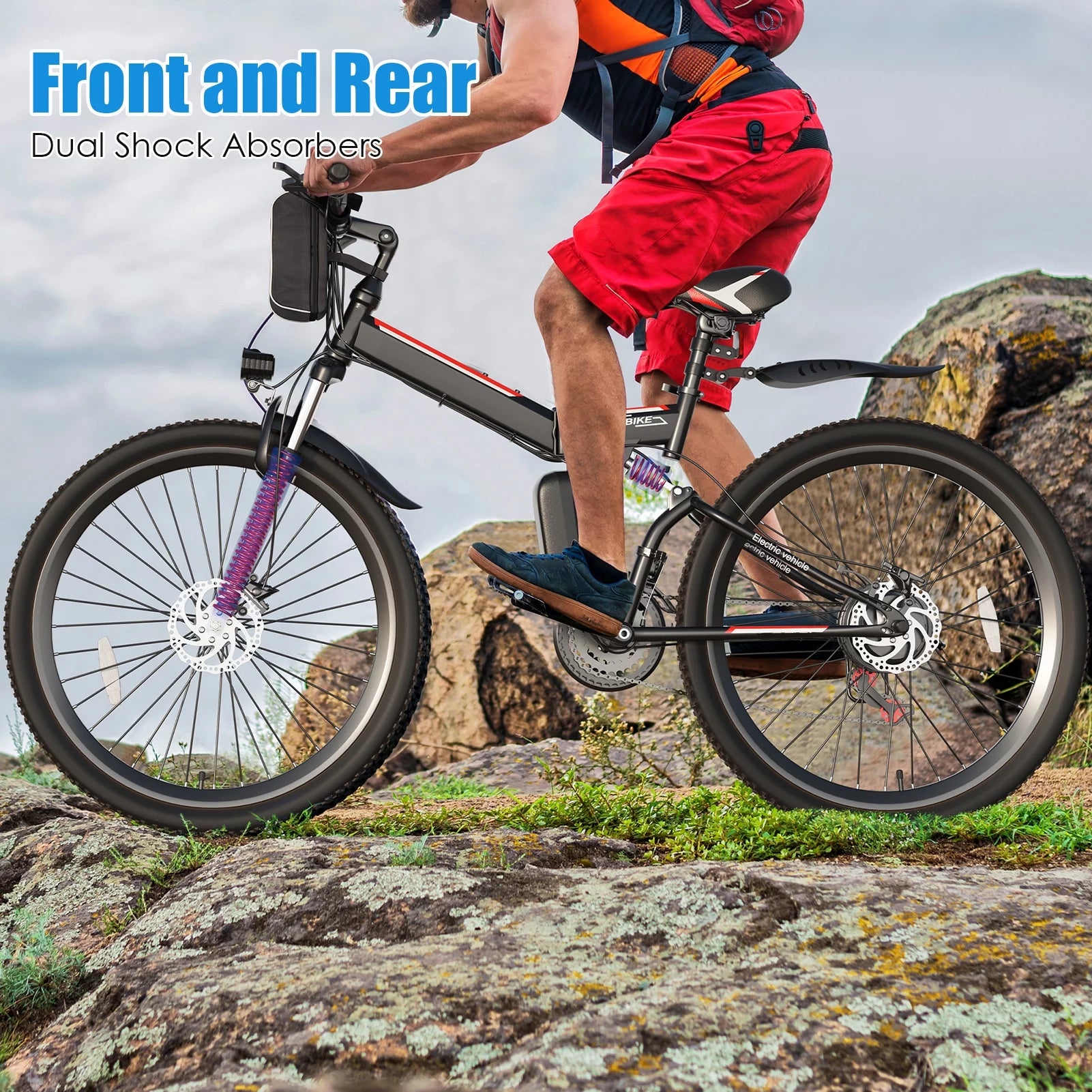 Folding Electric Mountain Bike for Adults, 48V 7.8Ah, 21 Speed W320