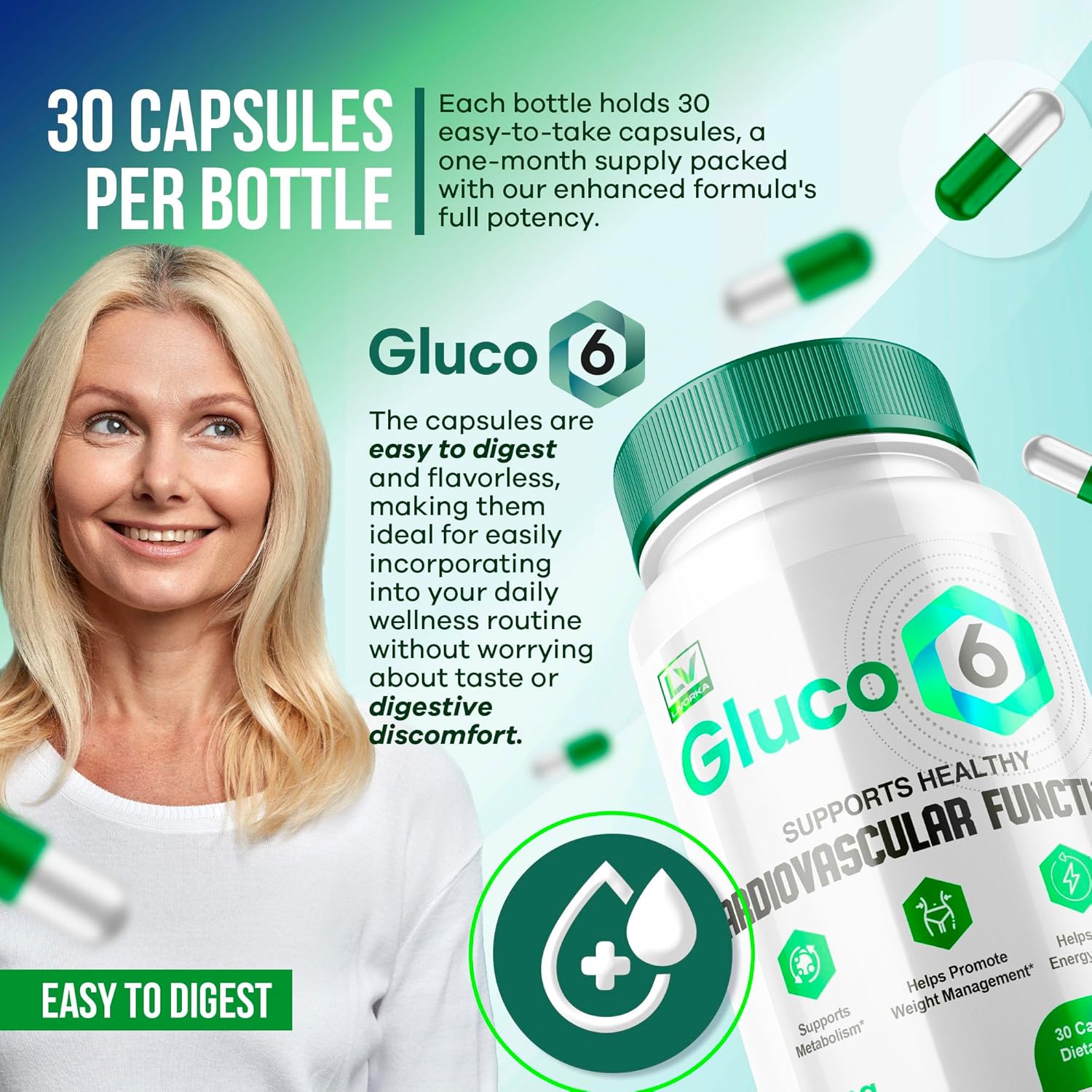 Gluco 6 Blood Support Capsules, 90 Count Z537983