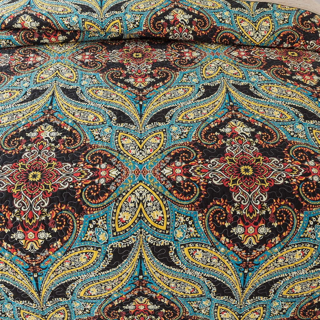 Cotton Bedspread Quilt Set, Reversible Patchwork Coverlet, Floral Pattern H52511