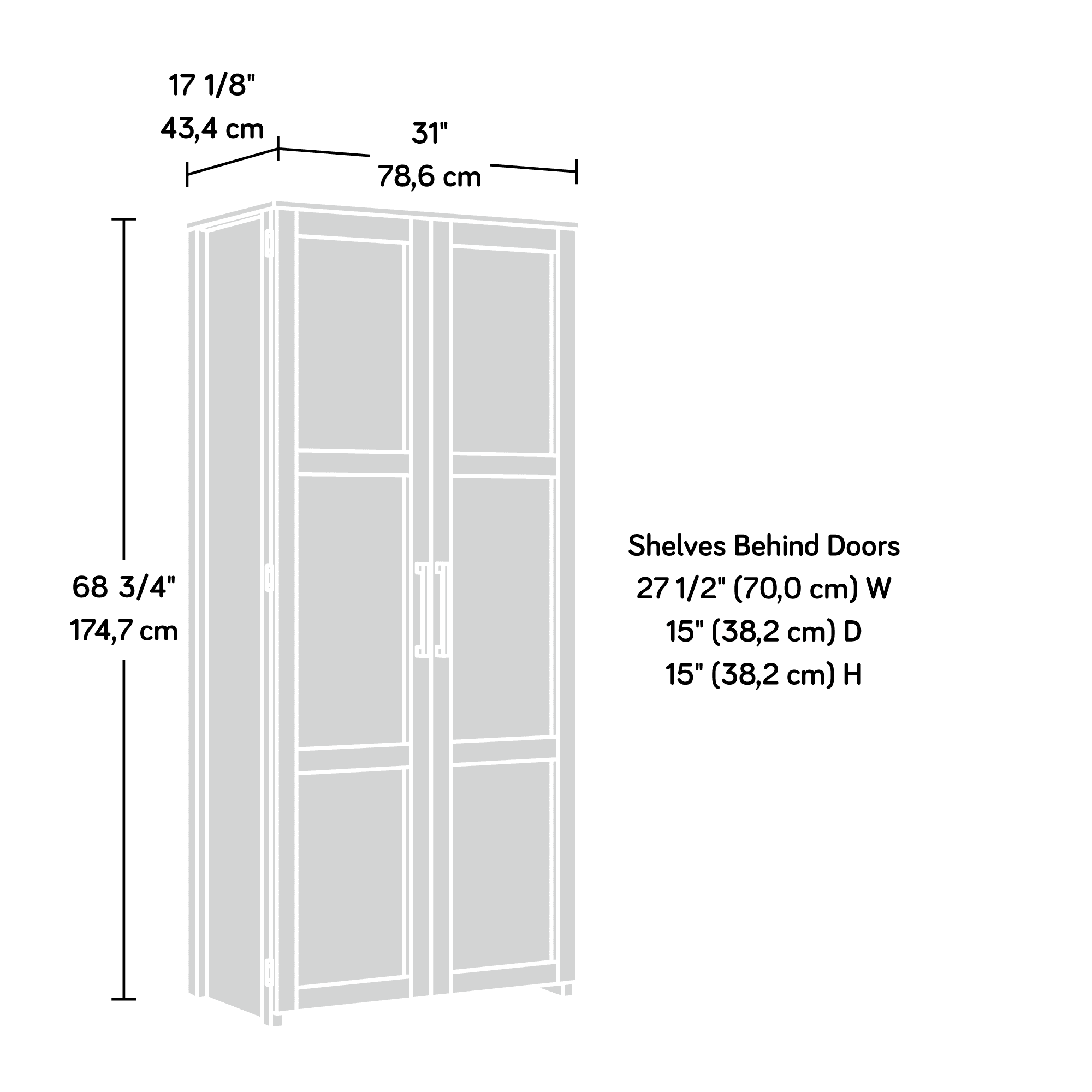 Wood Storage Cabinet, White Finish B3192