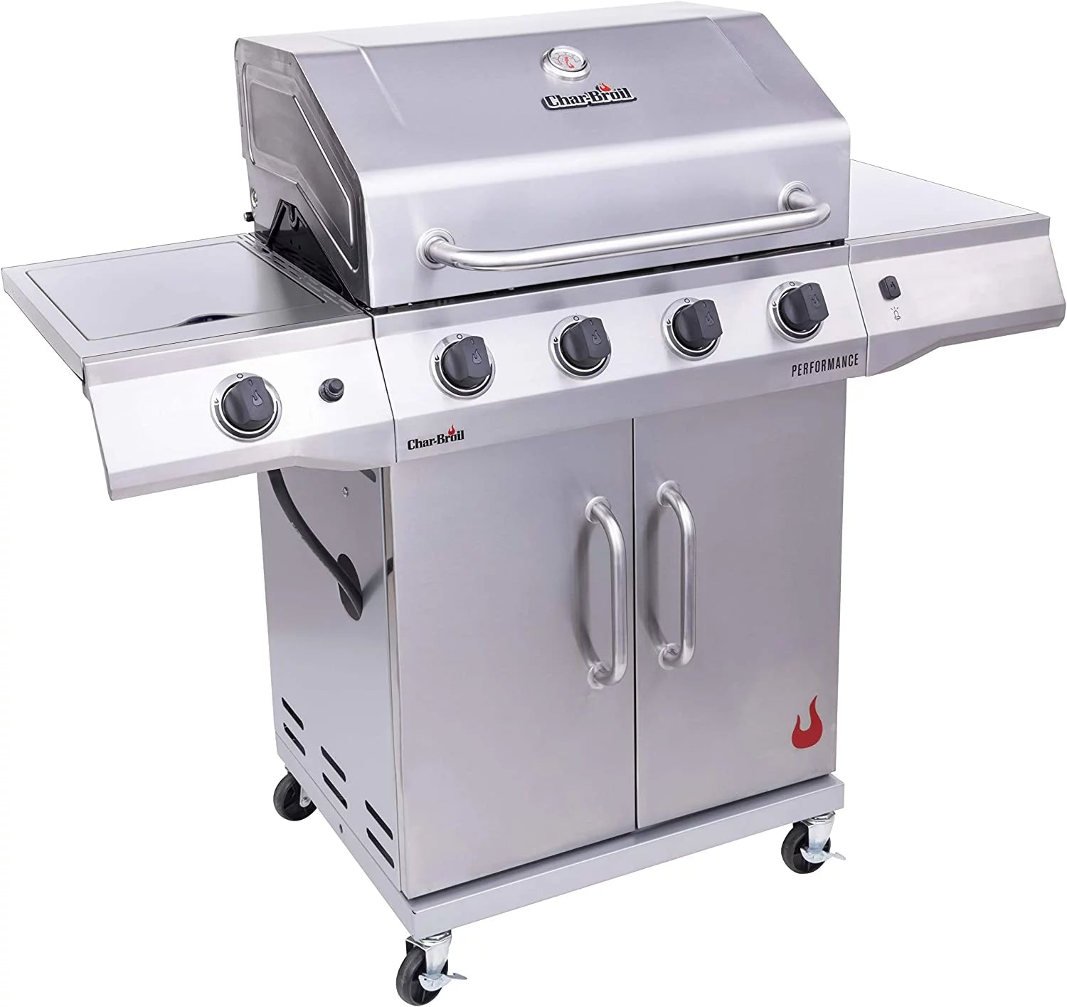 4-Burner Propane Gas Grill with Side Burner and Cabinet U96398