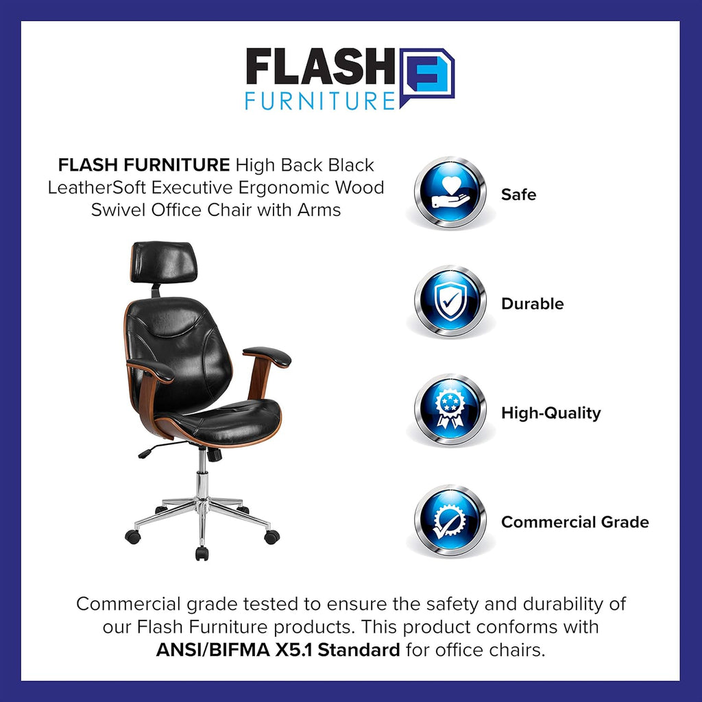High Back LeatherSoft Executive Swivel Office Chair with Arms U787019