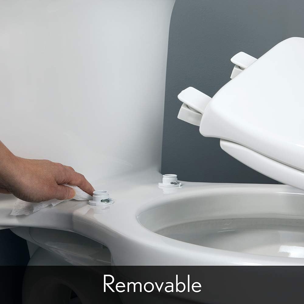 Elongated Toilet Seat with Brushed Nickel Hinges, Slow Close, Enameled Wood C819