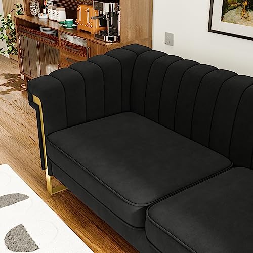 83" Velvet 3-Seater Tufted Sofa with Solid Wood Frame V9870