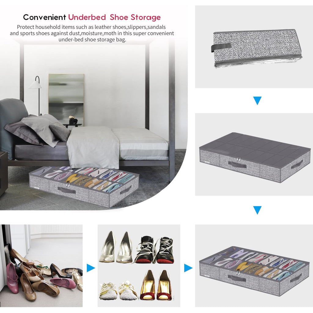 Under Bed Shoe Storage Organizer, Set of 2, Fits 12-24 Pairs D5693